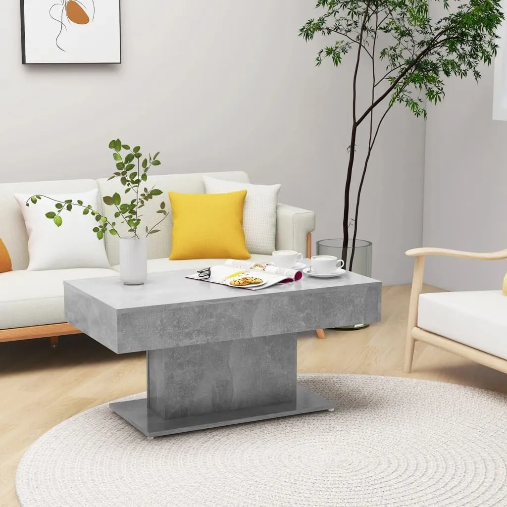 Tavolino Basso Soggiorno Effetto Cemento 96x50 cm - Resistente