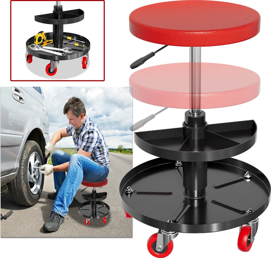 Tabouret d'atelier ergonomique anti-mal de dos à hauteur ajustable