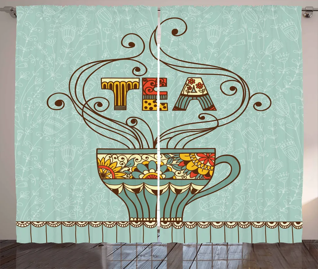 ABAKUHAUS Tenda rustica, Cup Linee decorative floreali, Soggiorno Nastro universale Tende con passanti e ganci, 280 x 175 cm, Multicolore