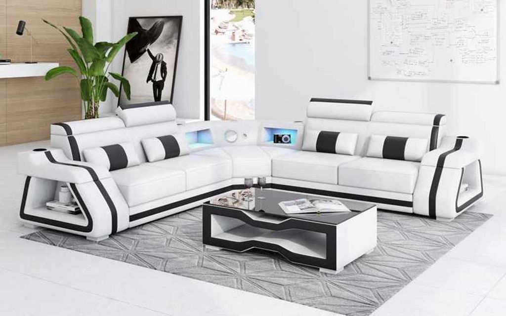 Ledersofa Eckgarnitur Ecksofa L Form Sofa Couch Weiß Luxus Design