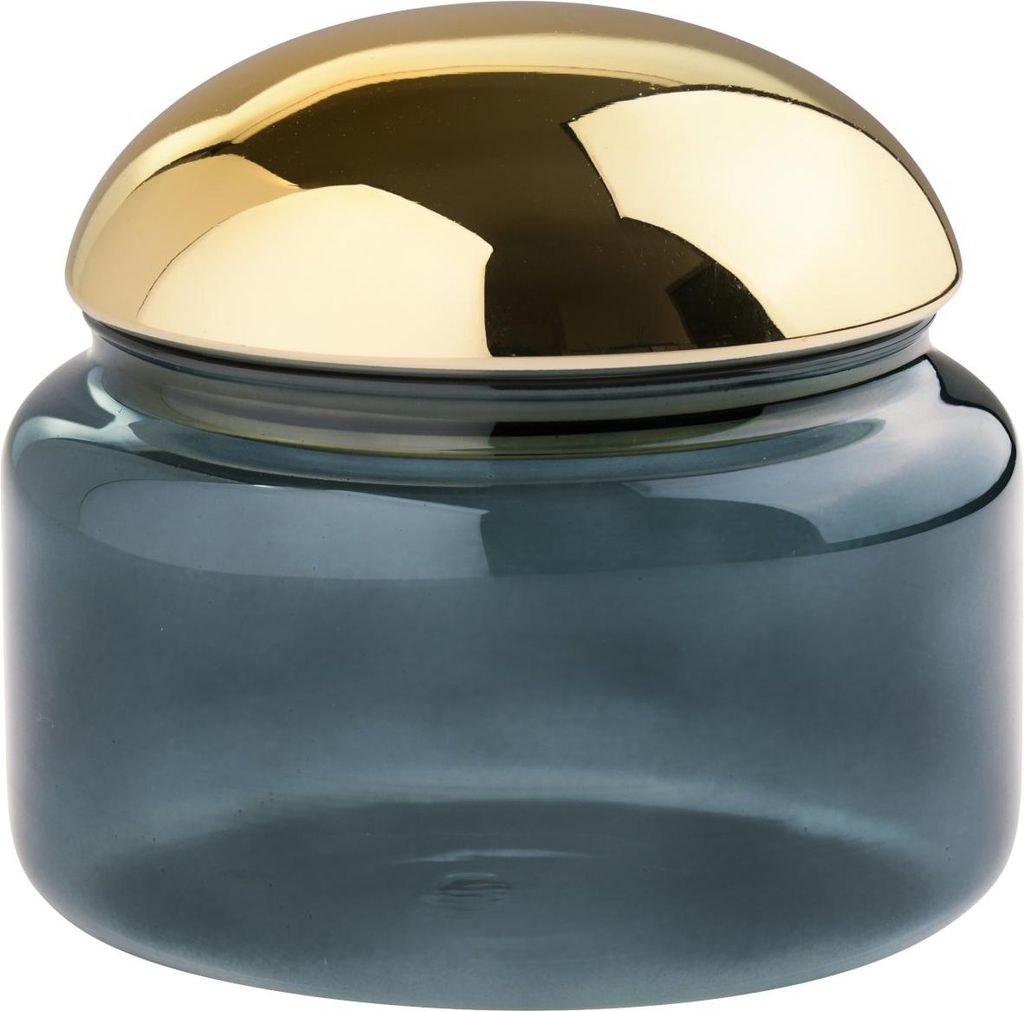 Gift Company Glasdose Voile L, Dose, Aufbewahrungsdose, Glas, Blau / Gold, Ø 14 cm, 1235205009