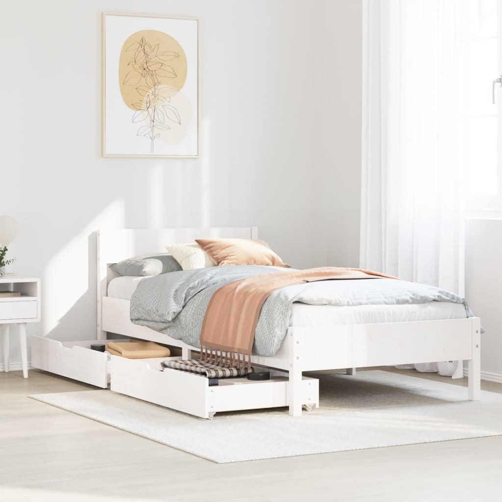 Maison Exclusive - Massivholzbett ohne Matratze Weiß 90x190 cm Kiefernholz