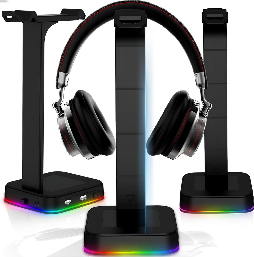 Stojak Uchwyt Na Słuchawki Oświetlenie Rgb Hub Usb Zdjęcie produktu 