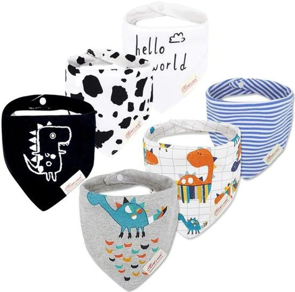 Lot de 6 bavoirs triangulaires coton : fini les vêtements de bébé mouillés