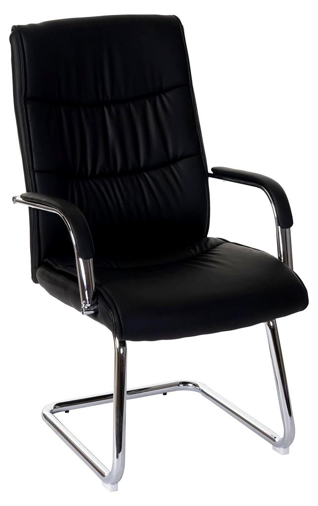 Konferenzstuhl HWC-A49, Besucherstuhl Freischwinger, Kunstleder - schwarz
