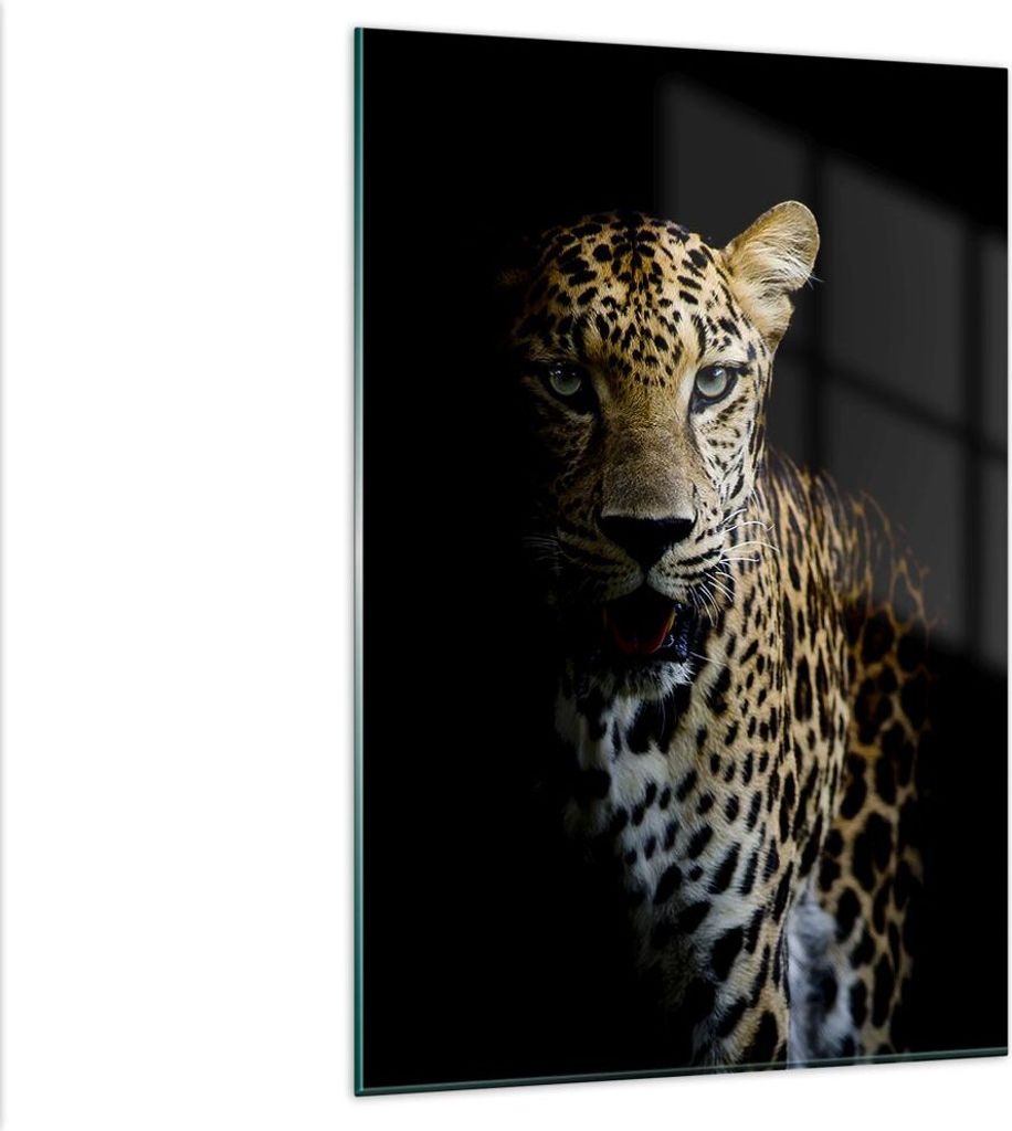 Bilder auf glas - Einteilig - Schattig Leopard Panther - 80x120cm - Glasbilder - Wandbilder - Bilder - zum Aufhängen bereit - Wanddekoration aus G...