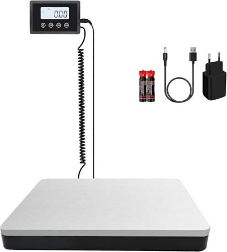 Paketwaage,200kg/10g digitale Versandwaage,Hochleistungs-Edelstahl-Postwaage mit Hold &Tara,Kofferwaage Wandmontiertem LCD Display