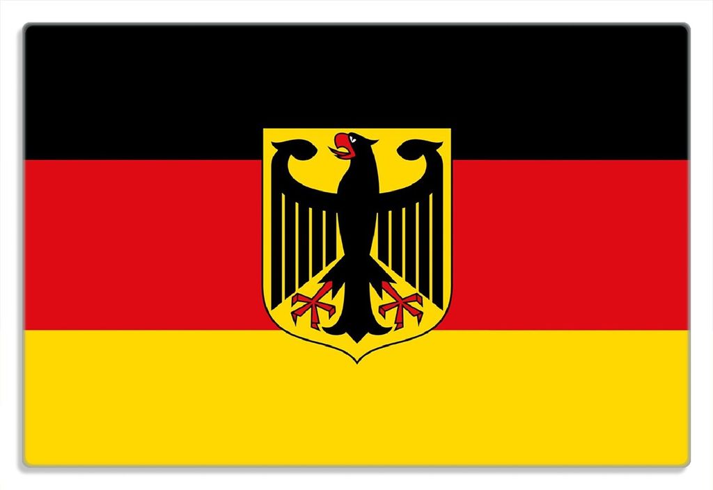 Wallario Frühstücksbrettchen aus Glas 20 x 30 cm mit rutschfesten Füßen, Motiv Deutsche Flagge mit Wappen