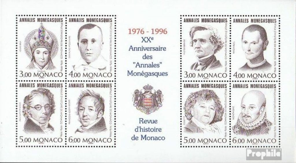 Briefmarken Monaco 1996 Mi Block68 (kompl.Ausg.) postfrisch Produktbild 
