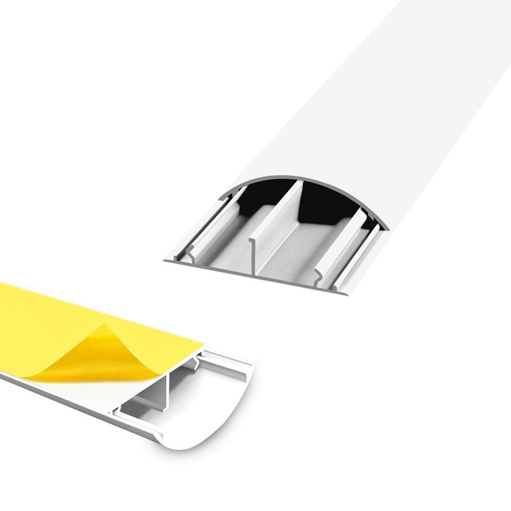 ARLI Kabelkanal halbrund selbstklebend 50x12 mm Weiß – 4x 1m Wand- & Fußboden Kabelbrücke PVC Installationskanal