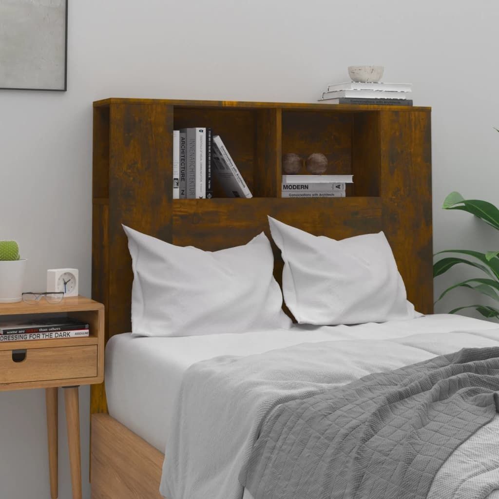 vidaXL Kopfteil mit Ablagen Räuchereiche 100x18,5x104,5 cm - Kopfteil-Schrank - Kopfteil-Schränke - Bett-Kopfteil - Bett-Kopfteil-Schrank