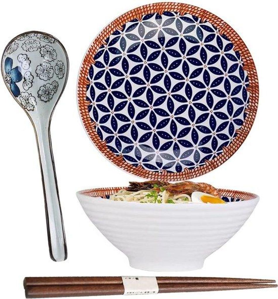 Keramische Japanische Salat- und Fruchtschüssel, Porselein, 20,2 x 20,2 x 8 cm