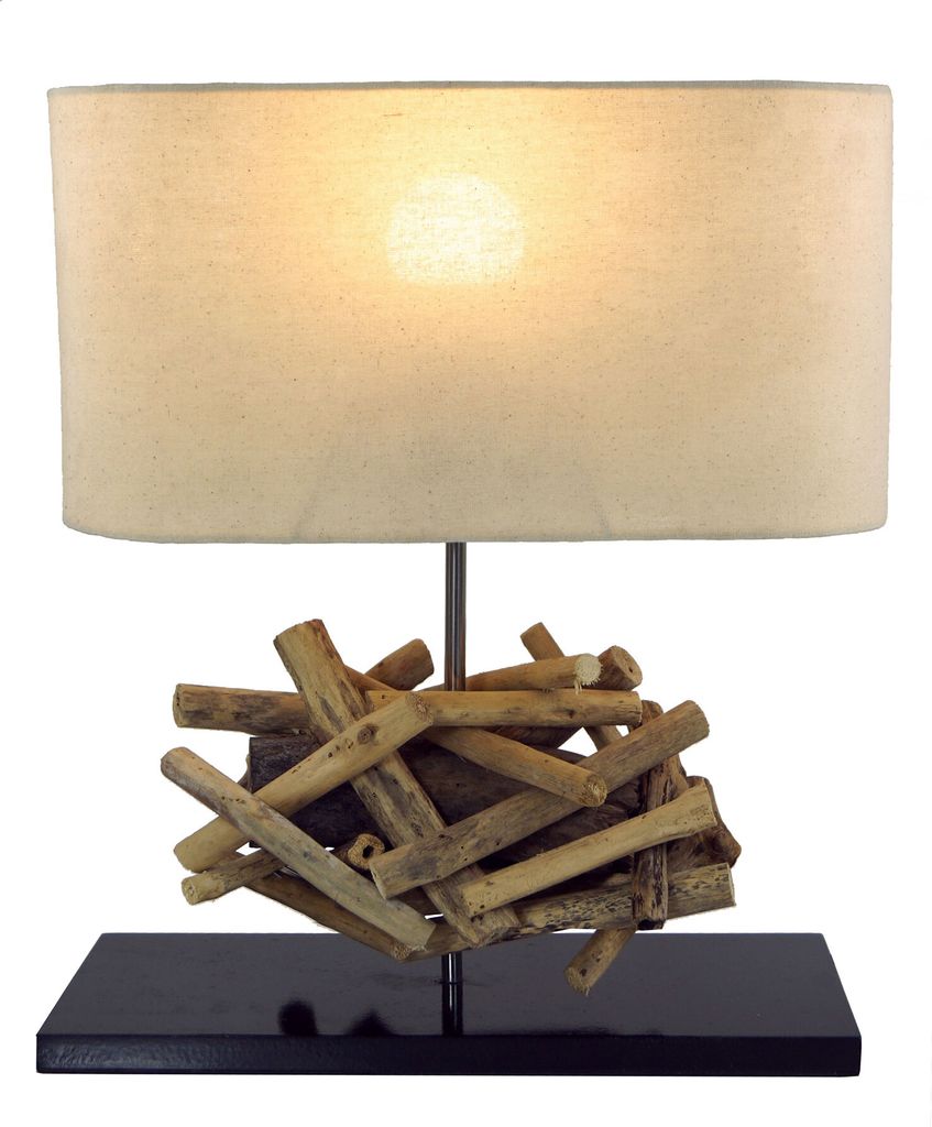 Tischlampe Höhe 42cm Treibholz Tischleuchte Holz Lampe Produktbild 