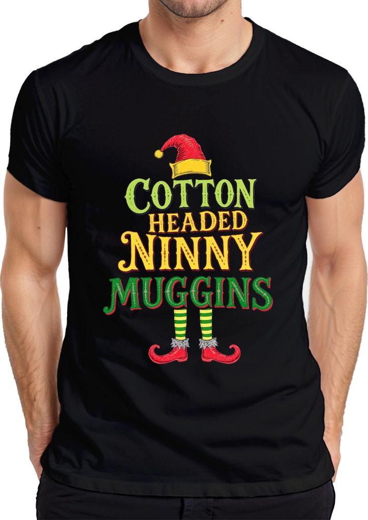 Baumwolle headed ninny muggins Weihnachtself Buddy der elf Weihnachten Herren T-Shirt, Schwarz, XL
