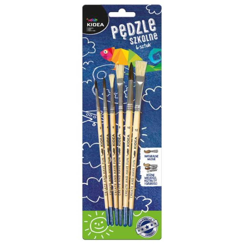 Pędzle szkolne Kidea 6 sztuk Obrázek produktu 