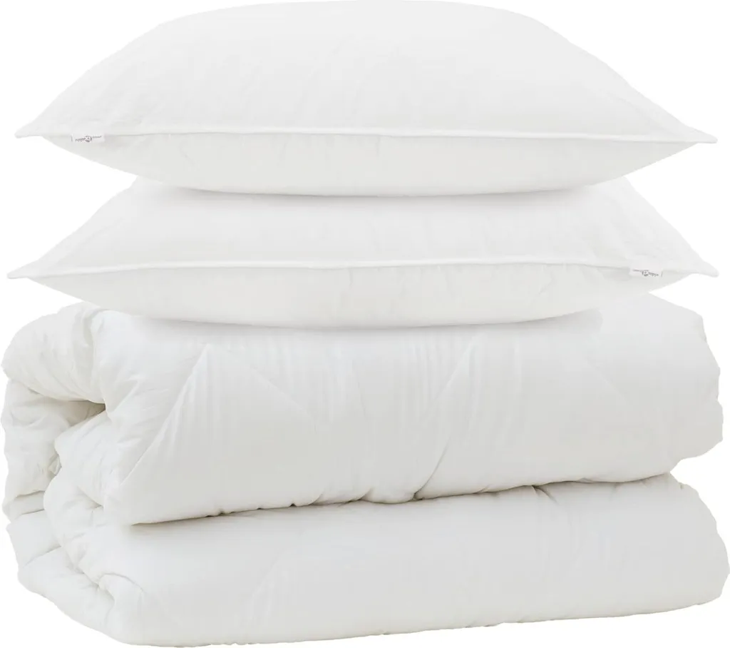 vidaXL Coperta con cuscino con cuscino 3 pezzi Microfibra bianca