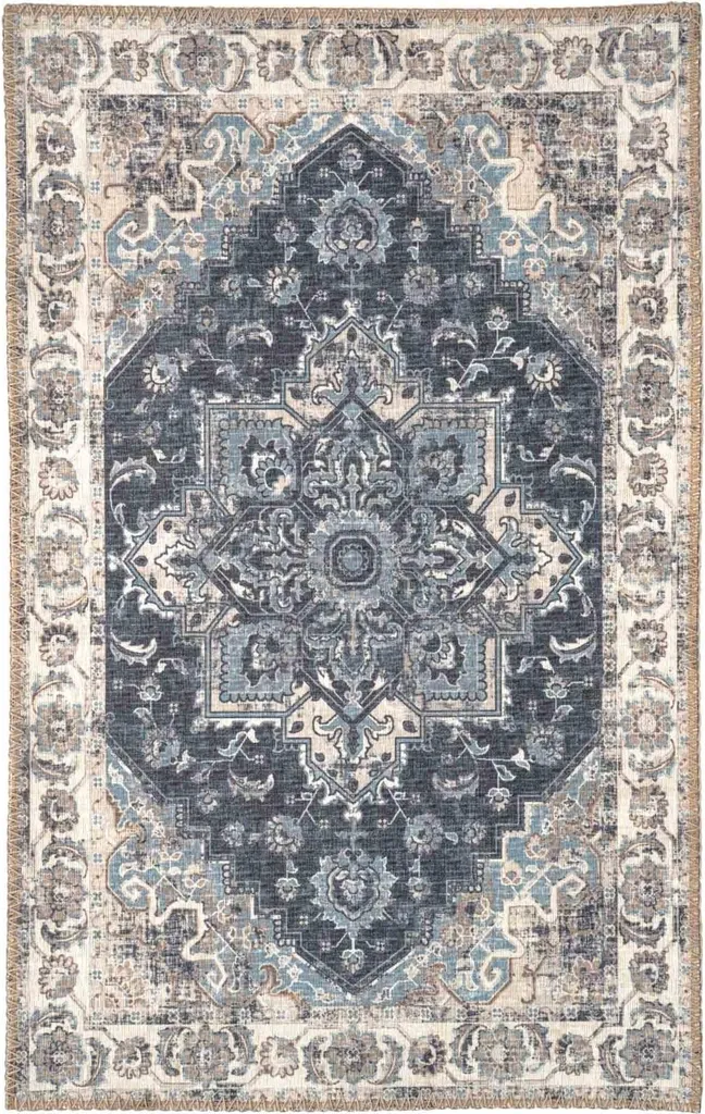 Tapis Hawai Bleu Anti-Taches : Solution Déco Résistante pour Passage Intensif
