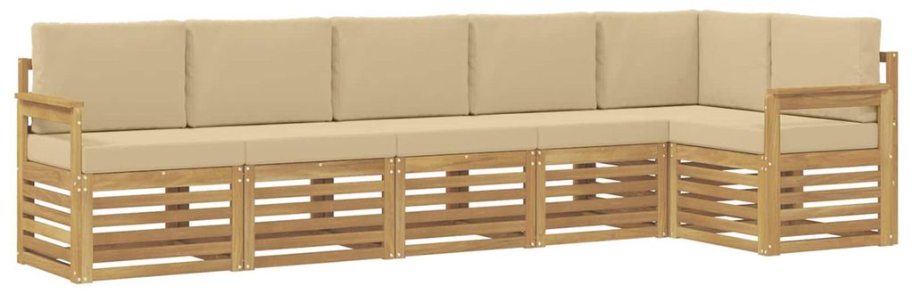 vidaXL Outdoor-Sofagarnitur 6 pcs Weiß und Beige 306 x 128,5 x 73 cm