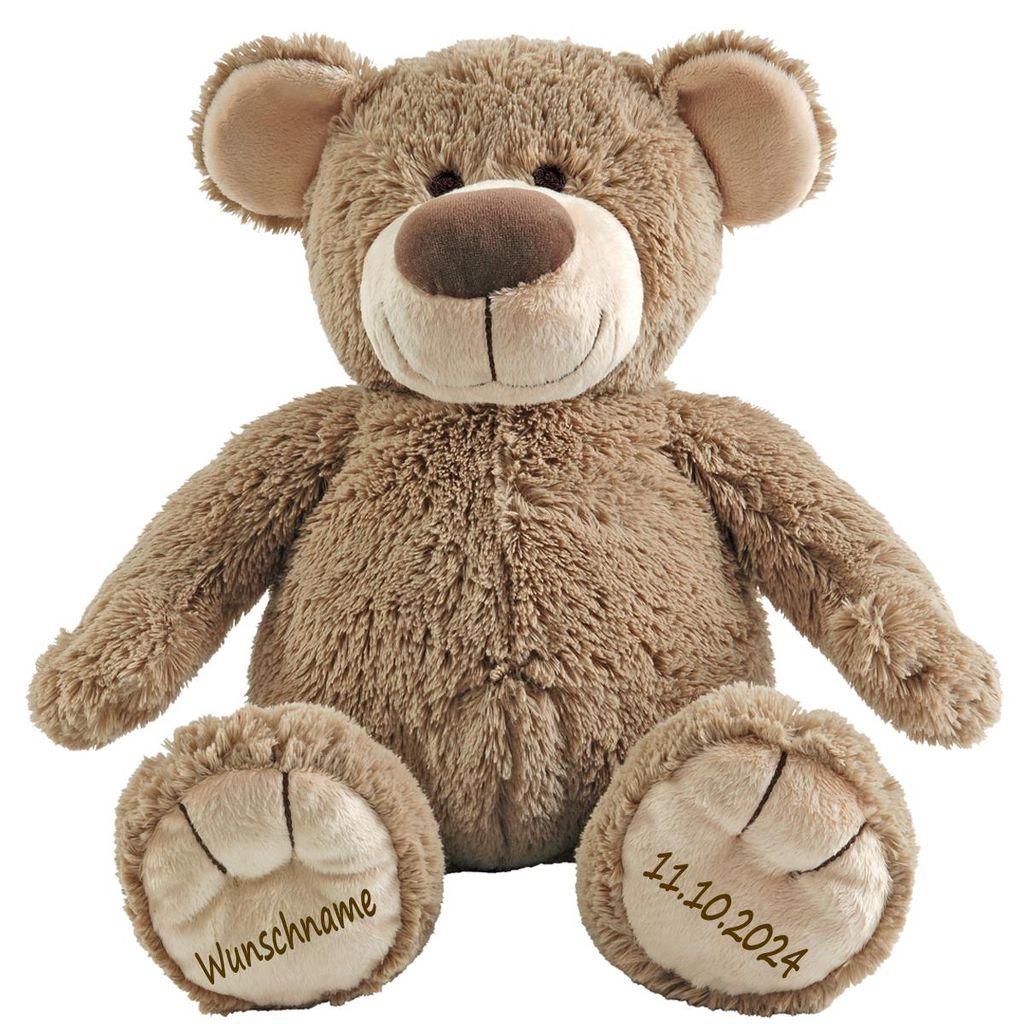 Stofftier Teddy Bär Geschenk mit Namen und Geburtsdatum personalisiert 40cm