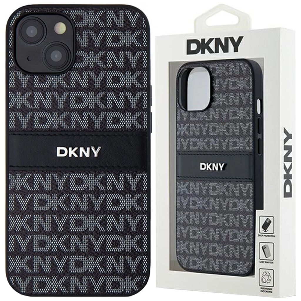 Dkny Leder Mono Streifen & Metall Logo Etui Für Iphone 15 / Produktbild 
