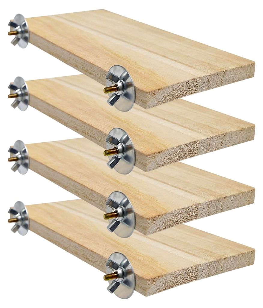 4 Stück Holz Kletterplattform Sitzbretter für Vögel, quadratische Holzständer, rechteckige Sprungbrett Spielzeug Zubehör für kleine Tiere, Ch...