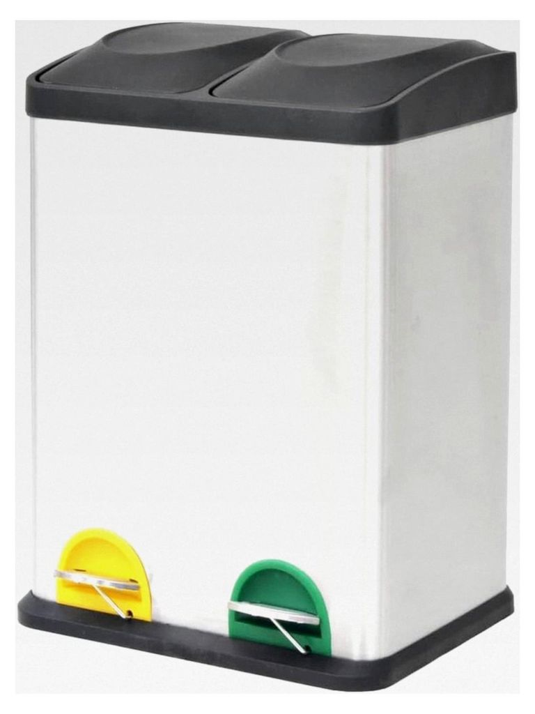 Treteimer, Abfalleimer für die Küche, dreifaches Mülltrennsystem, Edelstahl, 36 l