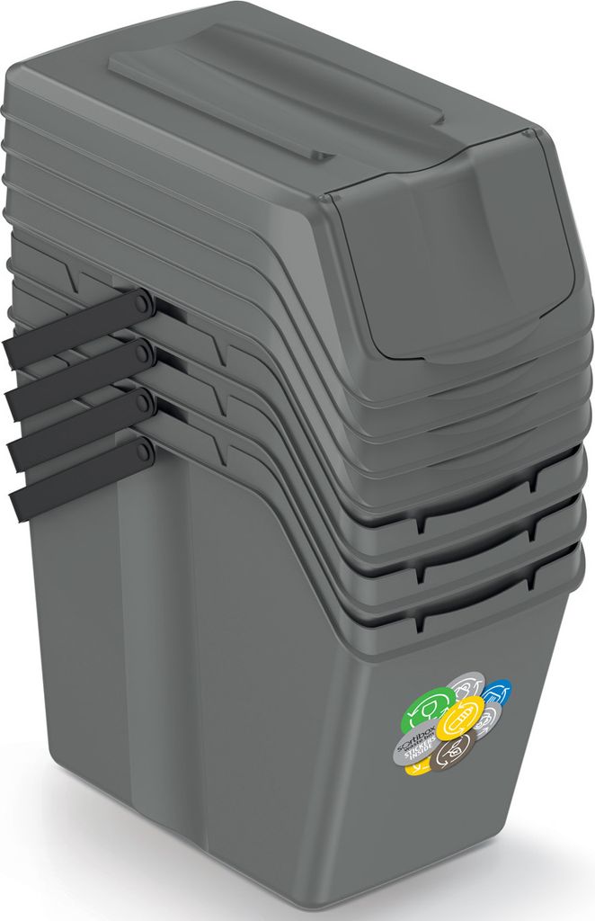 Abfalleimer 4er Set SORTIBOX - steingrau Produktbild 3