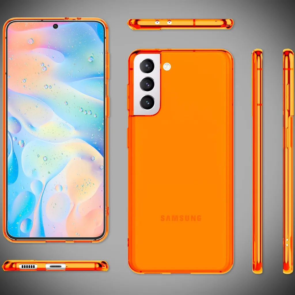 Cover Samsung S21 FE Neon Orange NALIA - Trasparente e Shockproof - 7