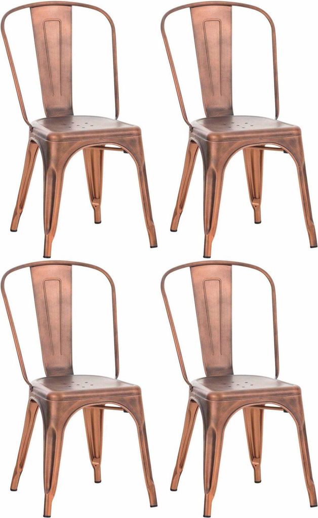 4-teiliges Set Metallstühle – Stapelbare Esstische – Industriedesign | Farbe: Kupfer