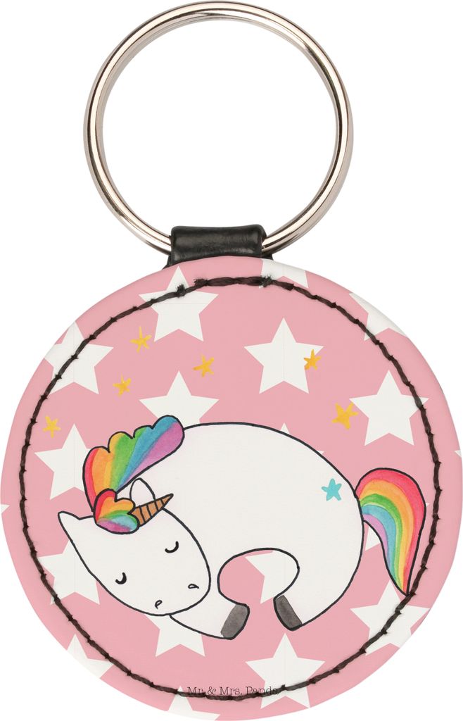 Mr. & Mrs. Panda Anhänger Einhorn Nacht - Rot Pastell - Geschenk, mini schlüsselanhänger, Taschenanhänger, kleiner, Unicorn, Einhörner, Tasche...