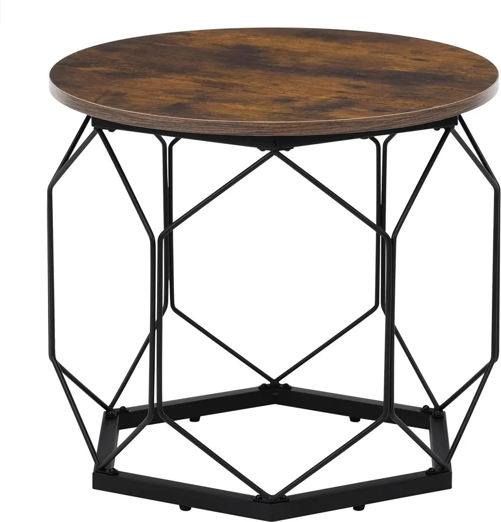 Table de salon ronde grise et table d'appoint lot de 2 design