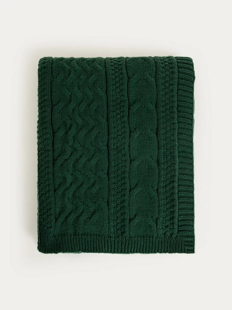 HOMLA FLAVE-Decke, weich, grün, mit Pullover-Strickmuster, Produktbild 
