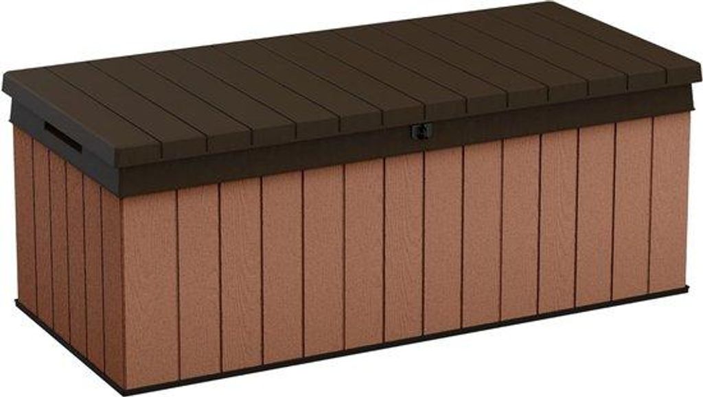 380L Braune Outdoor Aufbewahrungsbox Holzoptik wetterfest