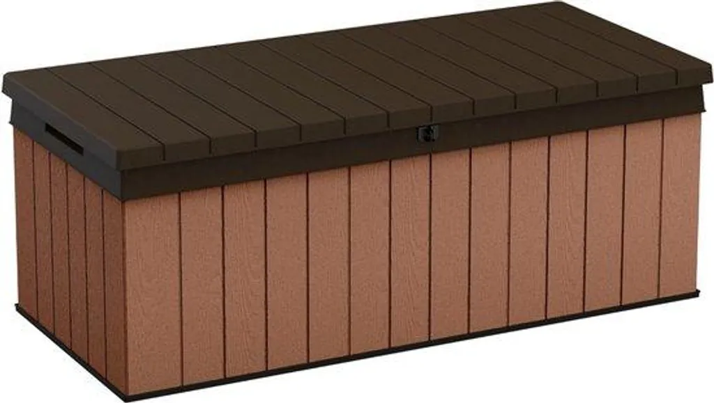 Boîte de rangement extérieur 380 L aspect bois coffre de jardin étanche