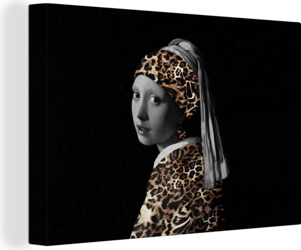 OneMillionCanvasses - Leinwandbilder - 150x100 cm, Das Mädchen mit dem Perlenohrring - Panther - Design, Wandbilder Kunstdruck Wanddekoration - ...