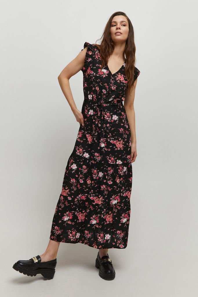 b.young BYMMJOELLA FRILL DRESS - Damen Freizeitkleid mit V-Ausschnitt, Ärmellos, A-Linie, Loose-Fit Passform