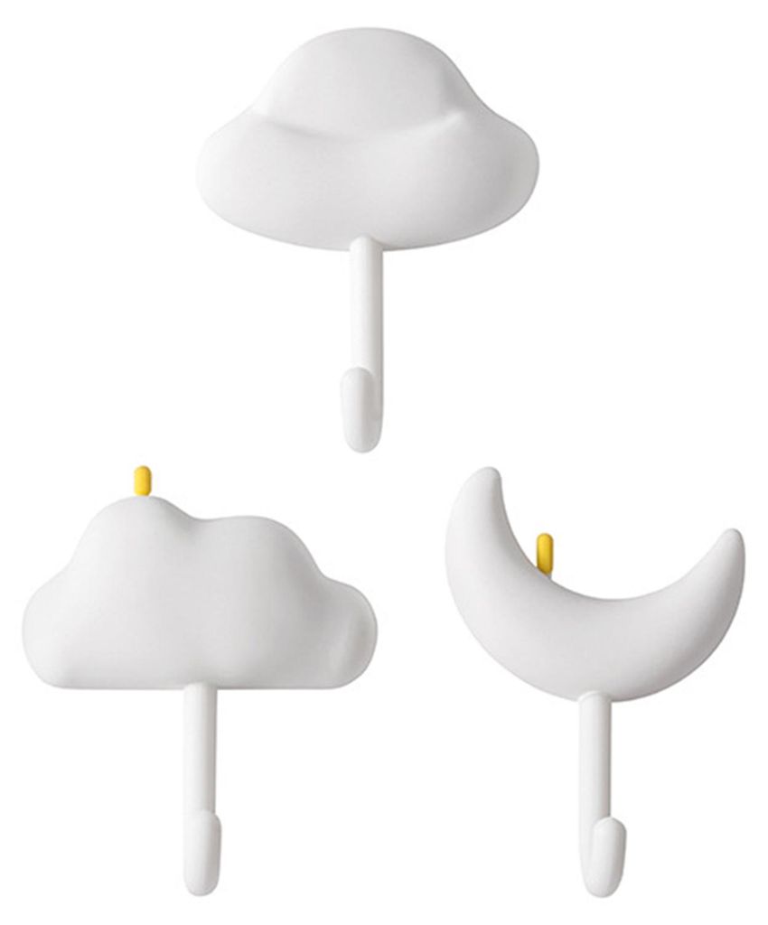 3er-Set niedliche, selbstklebende Wandhaken mit Wolken- und Mondmotiven zur Wandmontage, dekorative Haken für Küche und Bad, ideal zur Aufbewahru...