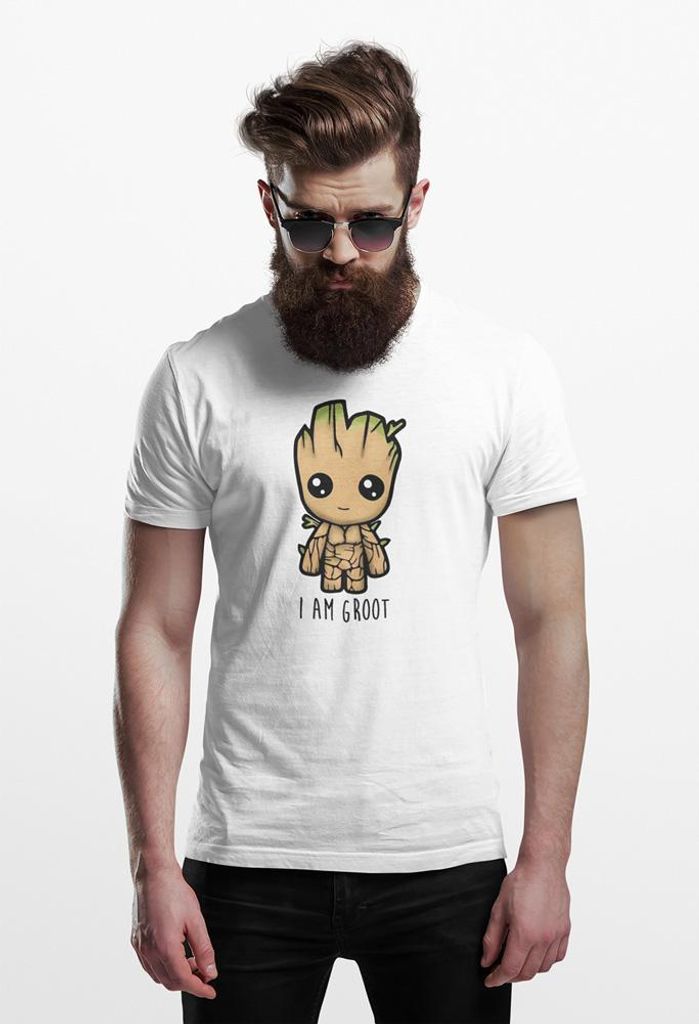 D&B 150 Uni Polo MO00096 I am Groot Weiß-Größe 2XL