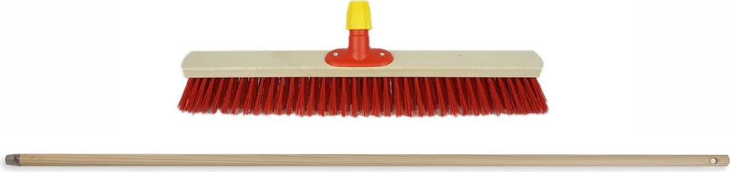 Scopa da Esterno Novaliv 60 cm con Manico Legno e Setole Elaston Rosse