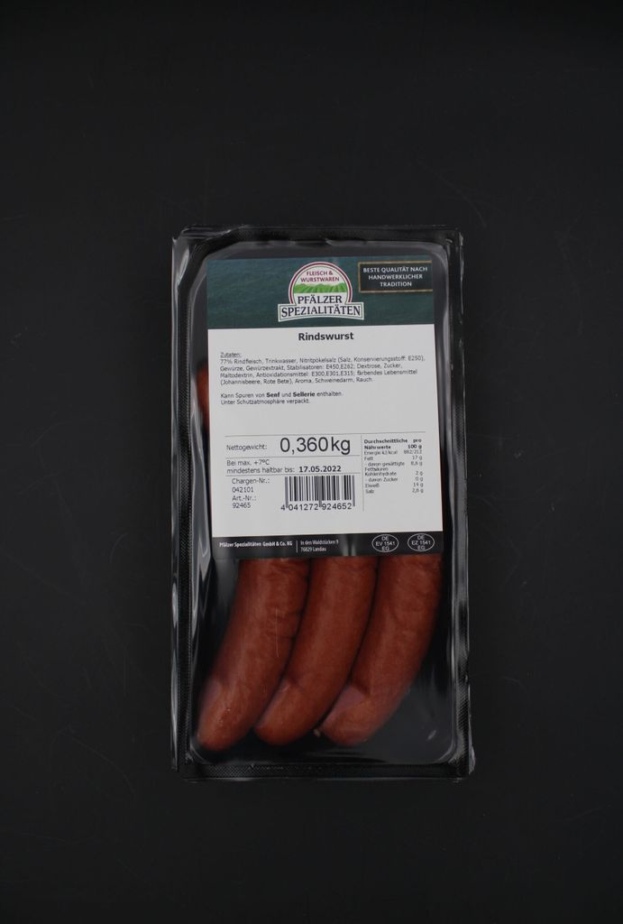 Pfälzer Spezialitäten Rindswurst 3 x 120g