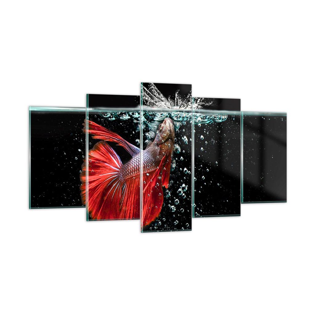 Bilder auf glas - Fisch Wasser Natur - 160x85cm - Glasbilder - Wandbilder - Kunstdruck - zum Aufhängen bereit - Wanddekoration aus Glas - Glas Bil...