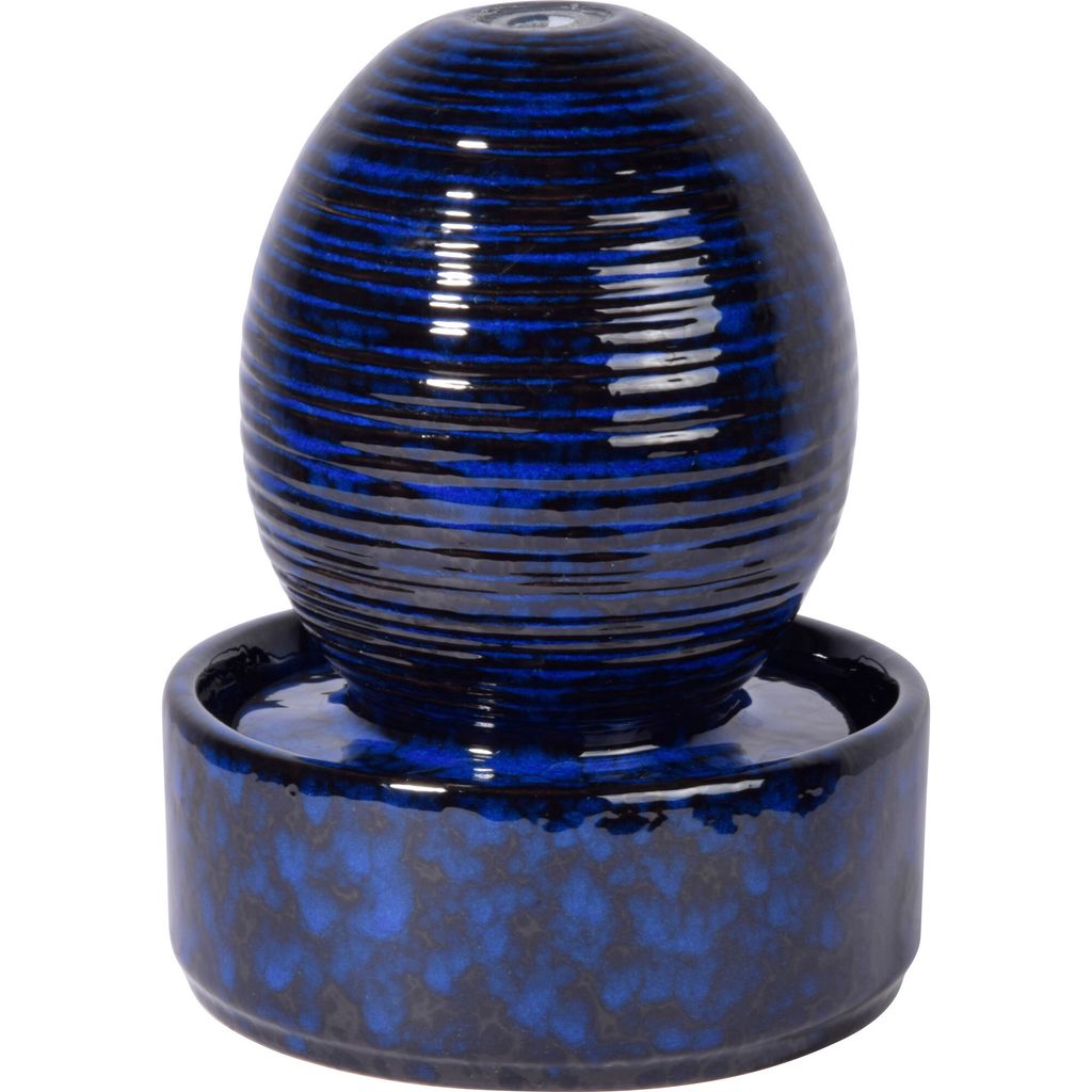 dobar Design Keramik Zimmerbrunnen Kugel, Blau, 17x17x21 cm