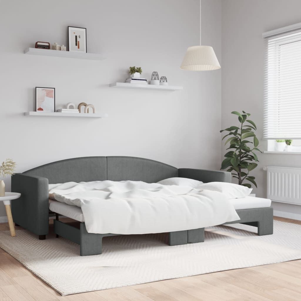 "2026 Promotion" Tagesbett Ausziehbar - Dunkelgrau - 90x200 cm - Stoff - Polsterbett CC10440