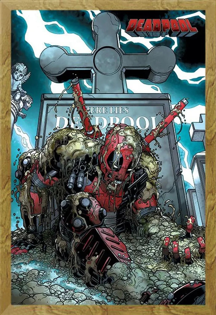 Deadpool - Poster - Grave + cornice rimovibile, Shinsuke® Maxi MDF oak, disco acrilico