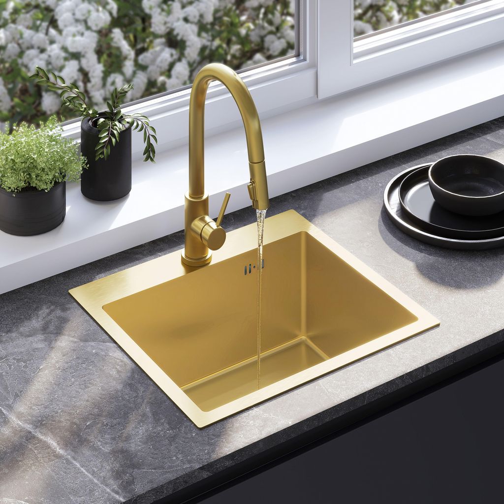 Kuchyňský Granitový Dřez Rea Leo 50 Brush Gold Obrázek produktu 