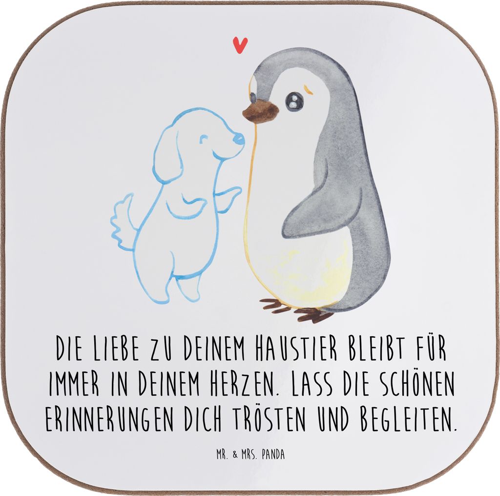 Mr. & Mrs. Panda Tischuntersetzer Trauerbewältigung Haustierverlust - Weiß - Geschenk, Erinnerung an Haustier, Untersetzer für Gläser, Flaschen...
