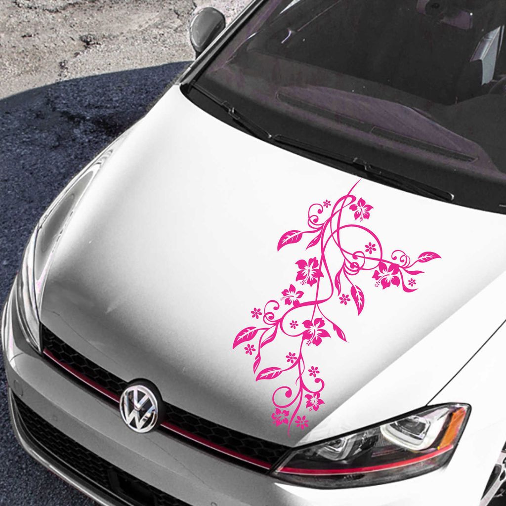 Aufkleber - Autoaufkleber "Blumenranke Eva" 86cm x 60cm pink - Tuning Carystyling Heckscheibe Auto