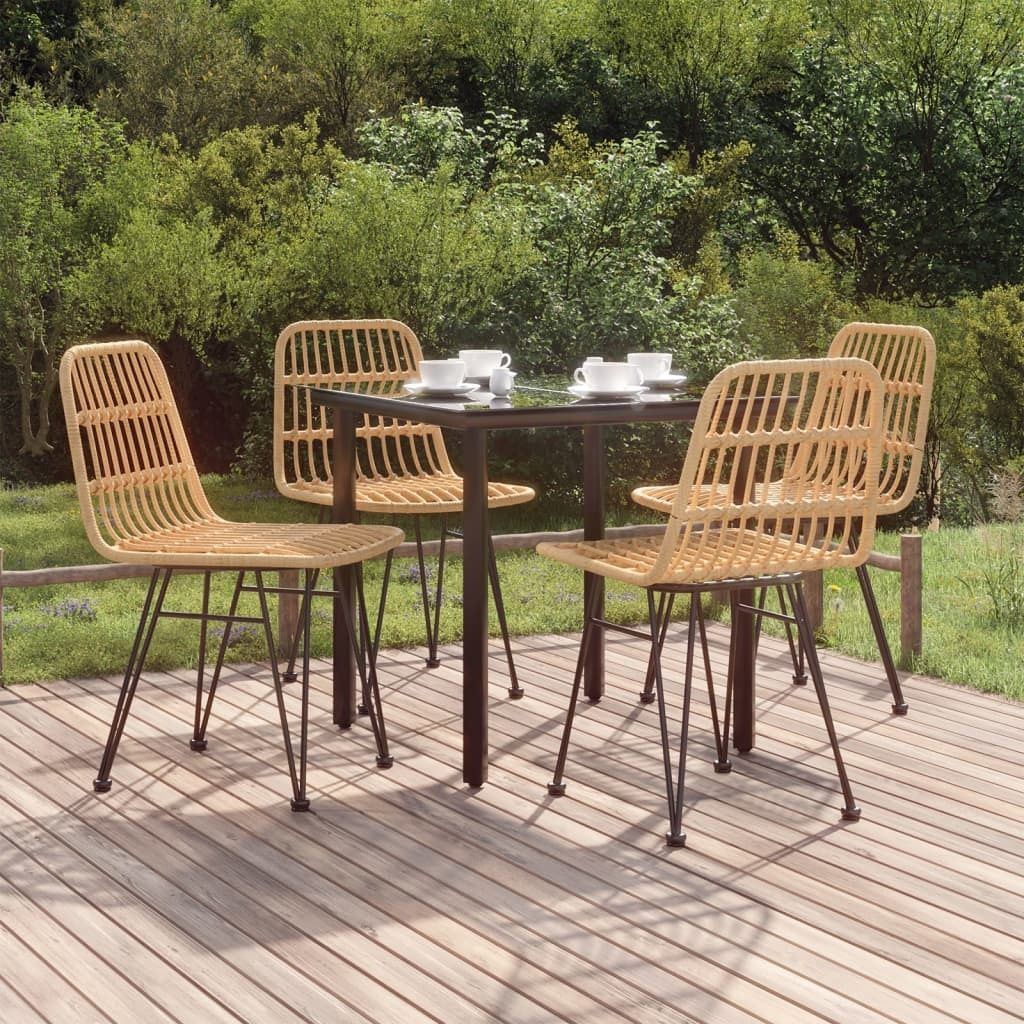 The Living Store 5-tlg. Garten-Essgruppe Poly Rattan