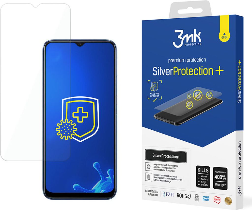 3mk Display Antimikrobielle Schutzfolie SilverProtection+ für Realme Narzo 30A 0,21mm Self-Heal