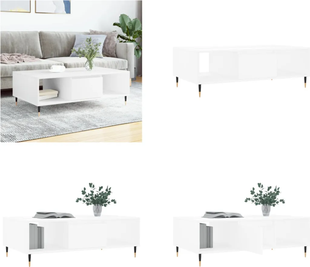 Offerta Tavolino Salotto Bianco vidaXL 104x60x35 cm - Qualità/Prezzo